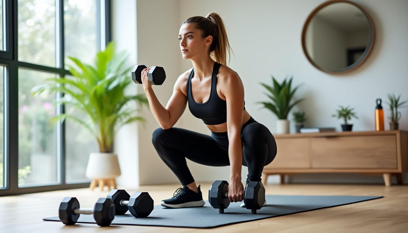 ontdek een effectief 12-minuten dumbbell circuit dat je hele lichaam versterkt en je mobiliteit verhoogt. perfect voor een snelle, volledige workout thuis!
